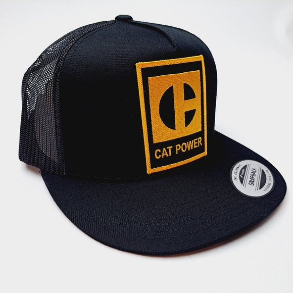 Cat Power Embroidered Patch Flat bill Trucker Mesh Snapback Cap - Picture 3 of 4